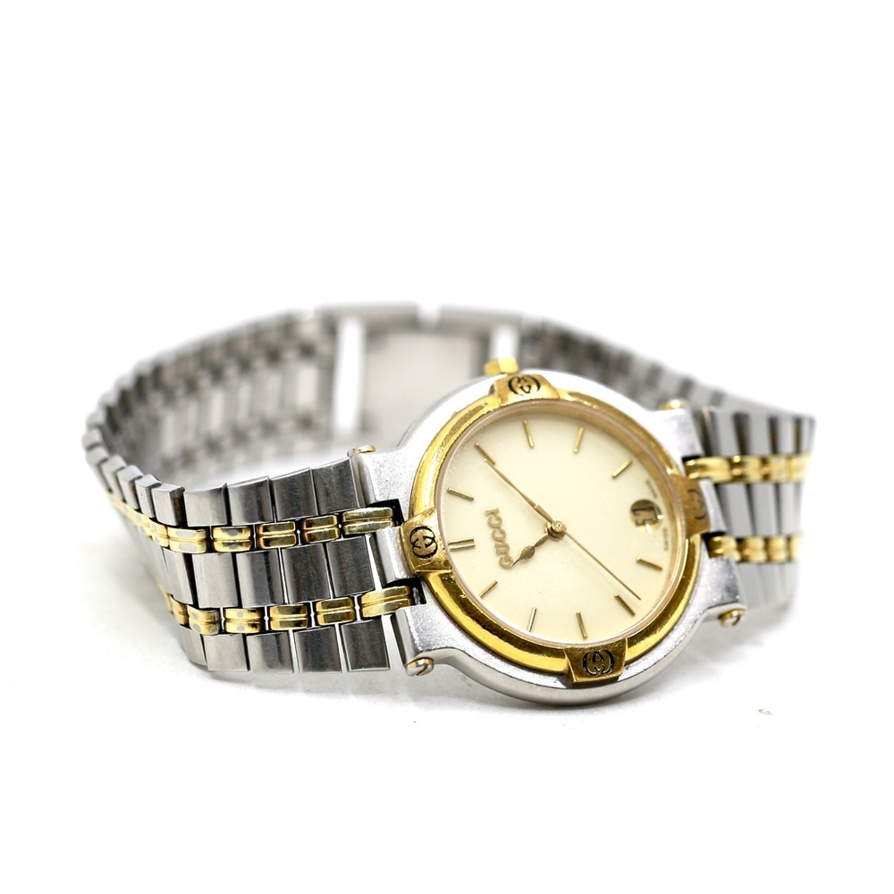 Gucci Two Tone White Face Vintage Watch - Picture 4 of 10
